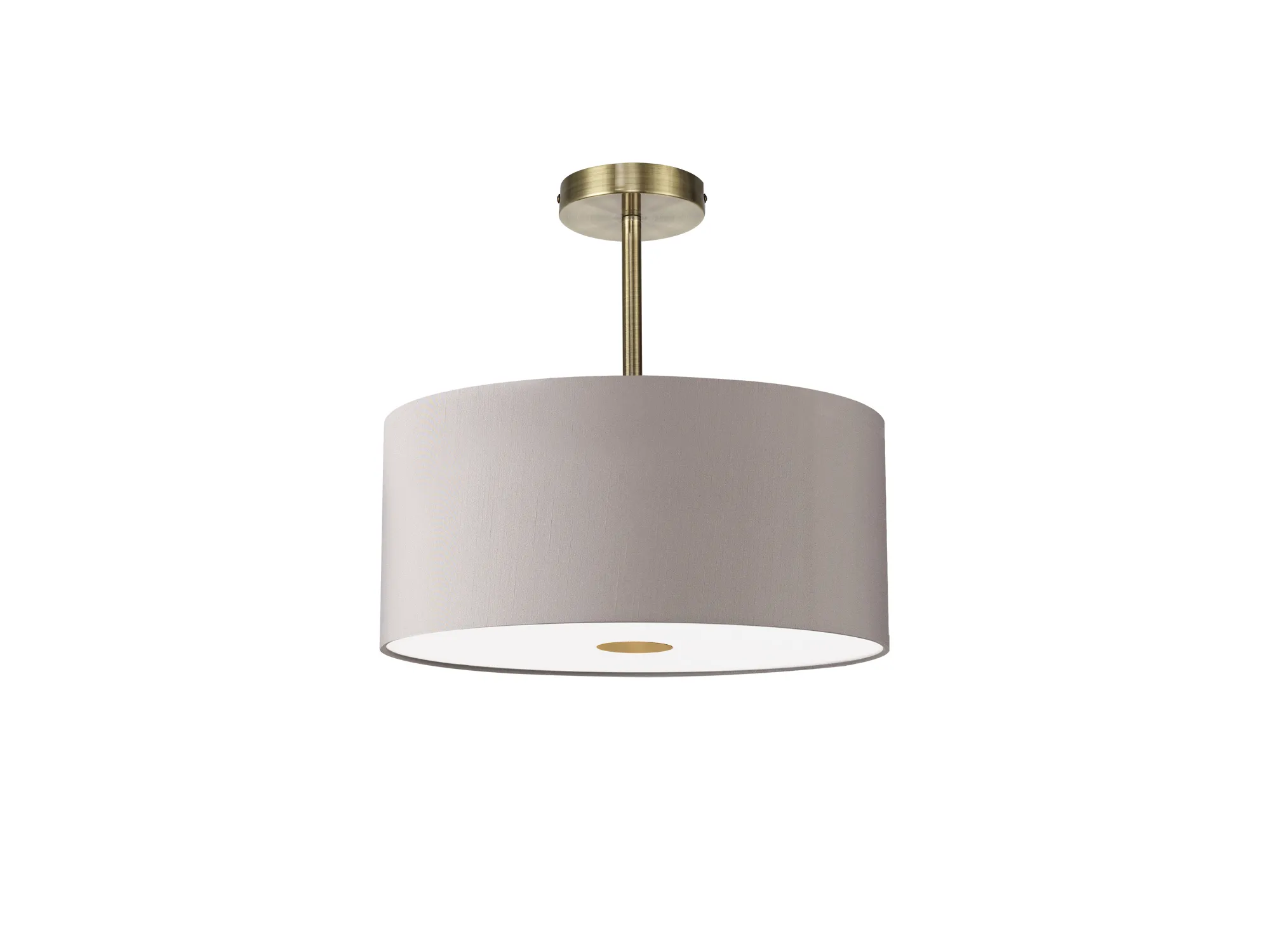 Baymont 40cm Semi Flush 1 Light Antique Brass, Grey, Frosted Diffuser DK0182  Deco Baymont AB GR